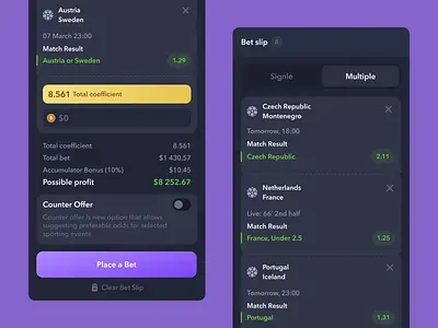 Sports bet slip